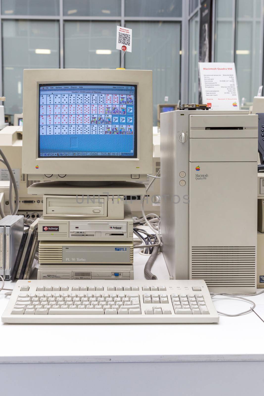 MOSCOW, RUSSIA - JUNE 11, 2018: Old original Apple Mac computer in Apple museum in Moscow Russia