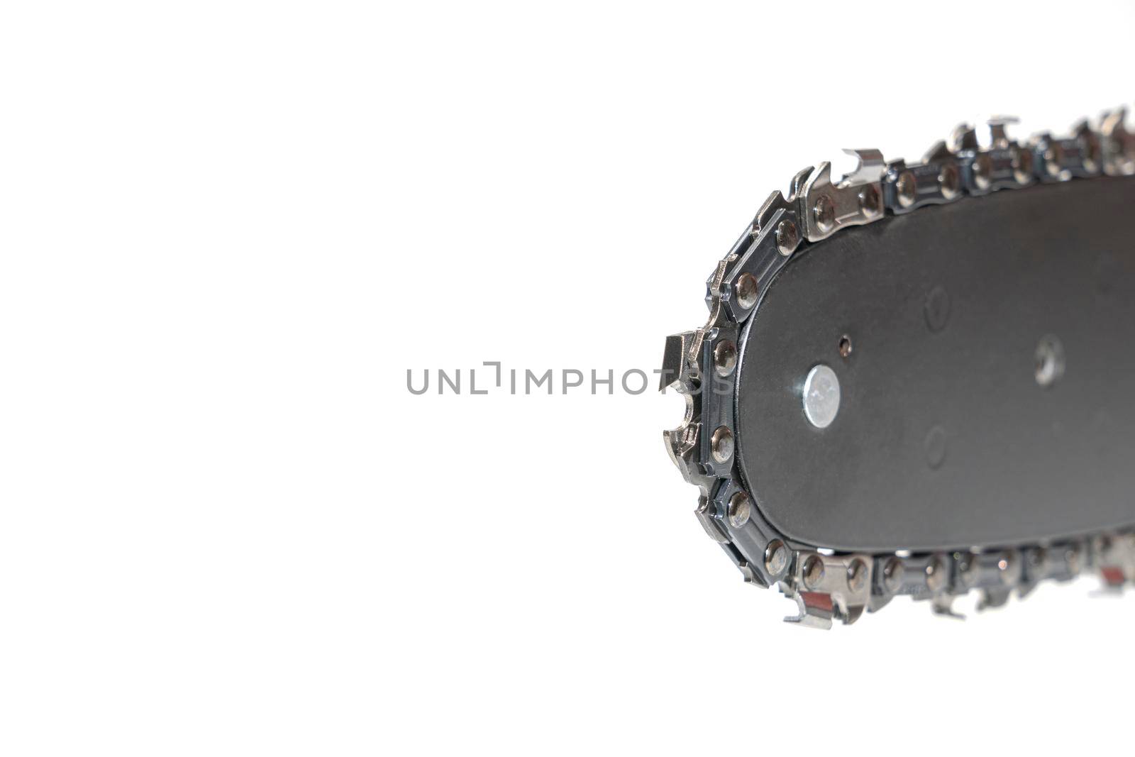 chainsaw tire chain on a white background. High quality photo