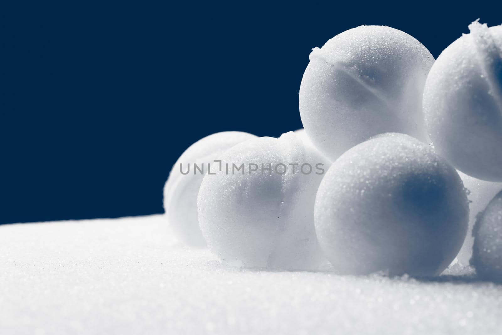 snowballs are ready for the battle, close-up view by nikkytok