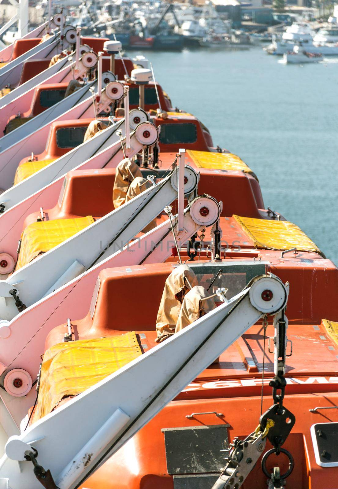 Lifeboats on cruise ship