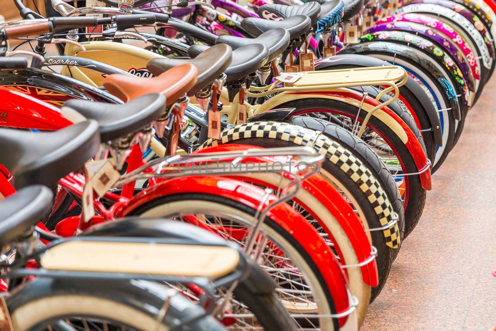 MOSCOW -NOVEMBER 21: Selling vintage bikes in GUM department store, November 21, 2013, Moscow, Russia.