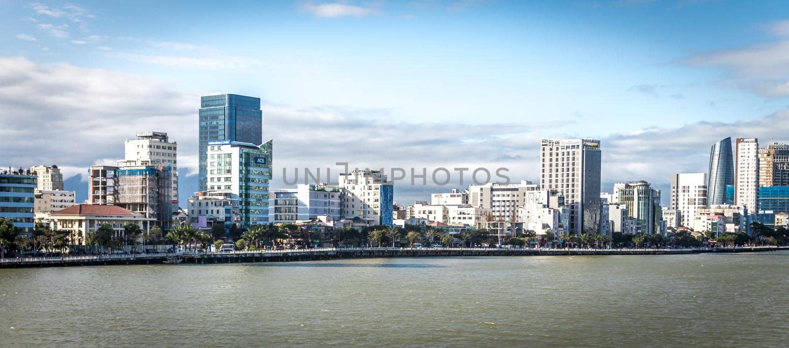 Da Nang,Vietnam - January 05, 2019 : panorama of DaNang city with Han River