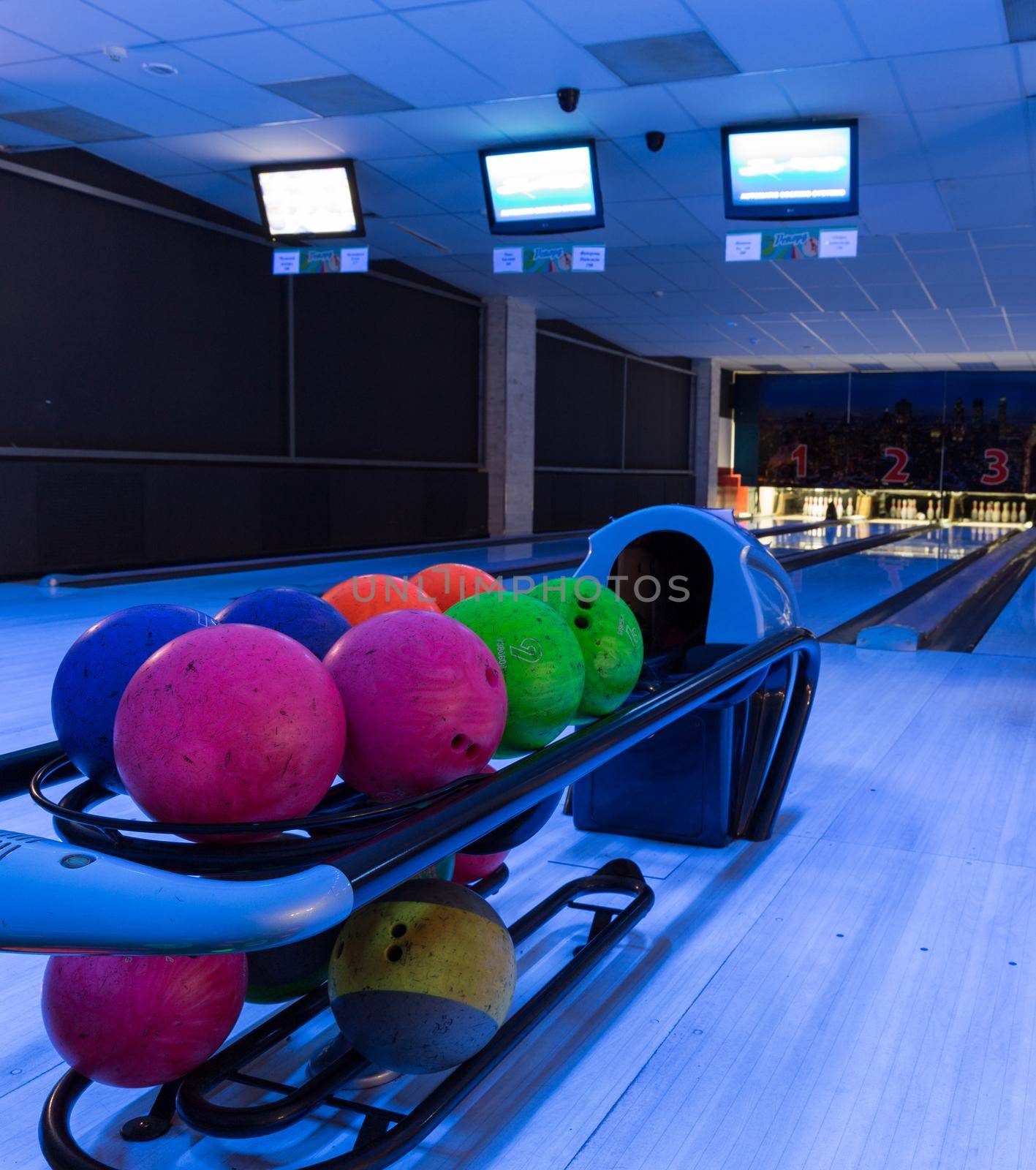 Close up of bowling balls