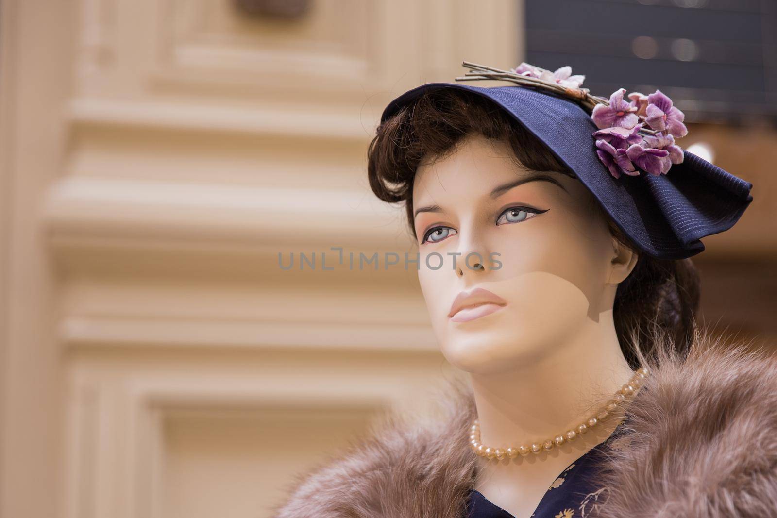 mannequin wearing clothes of retro collection in shopping mall