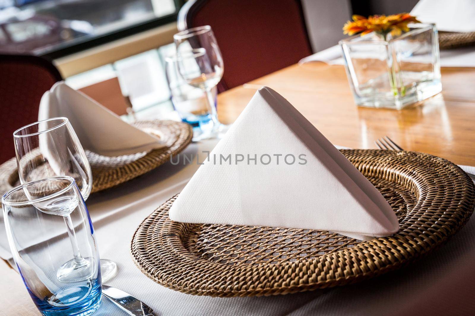 Table setting in a nice european restaurant