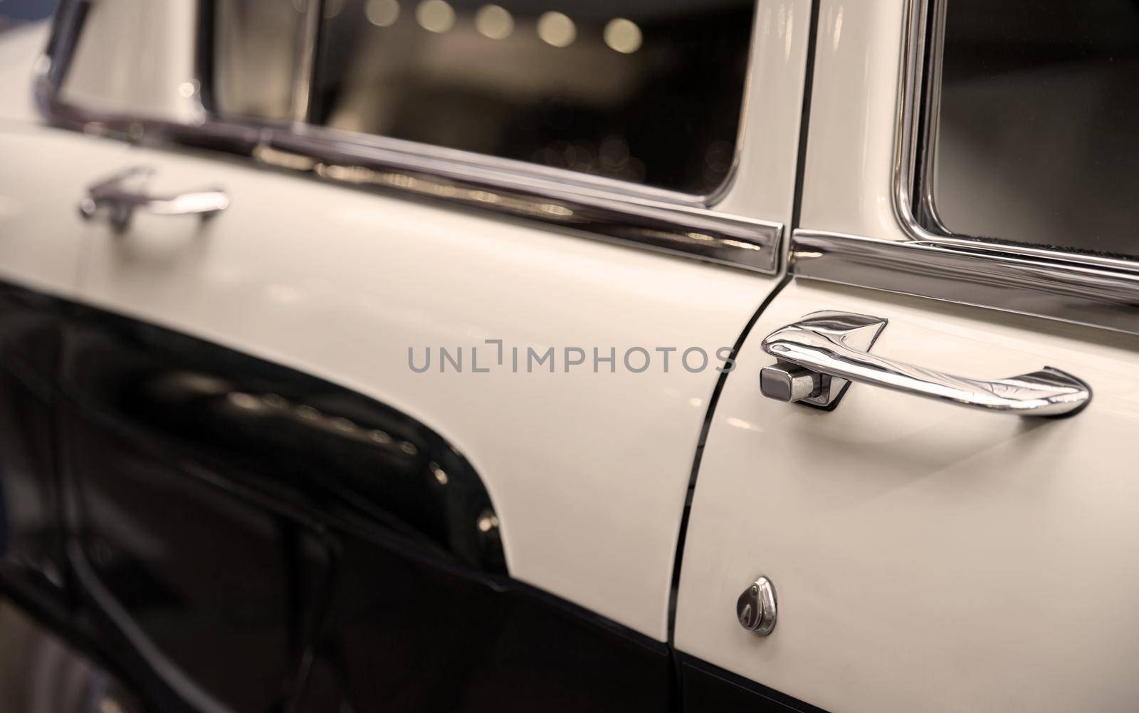 close-up view of a classic vintage car