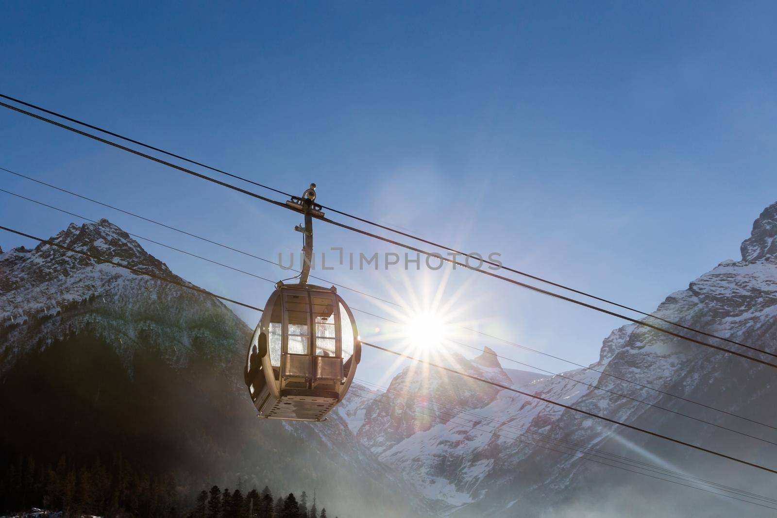 Cable Car in Russian Dombay, Caucasus Ski Resort