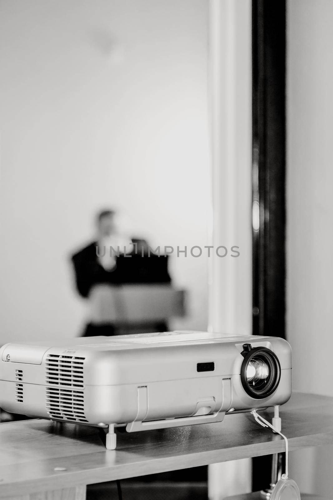 Projector on office table ready for presentation