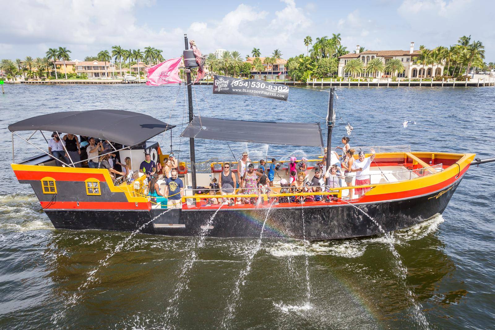 FORT LAUDERDALE, USA - AUGUST 30, 2014 : Luxury mansion in exclusive part of Fort Lauderdale known as small Venice on August 30, 2014 in Fort Lauderdale