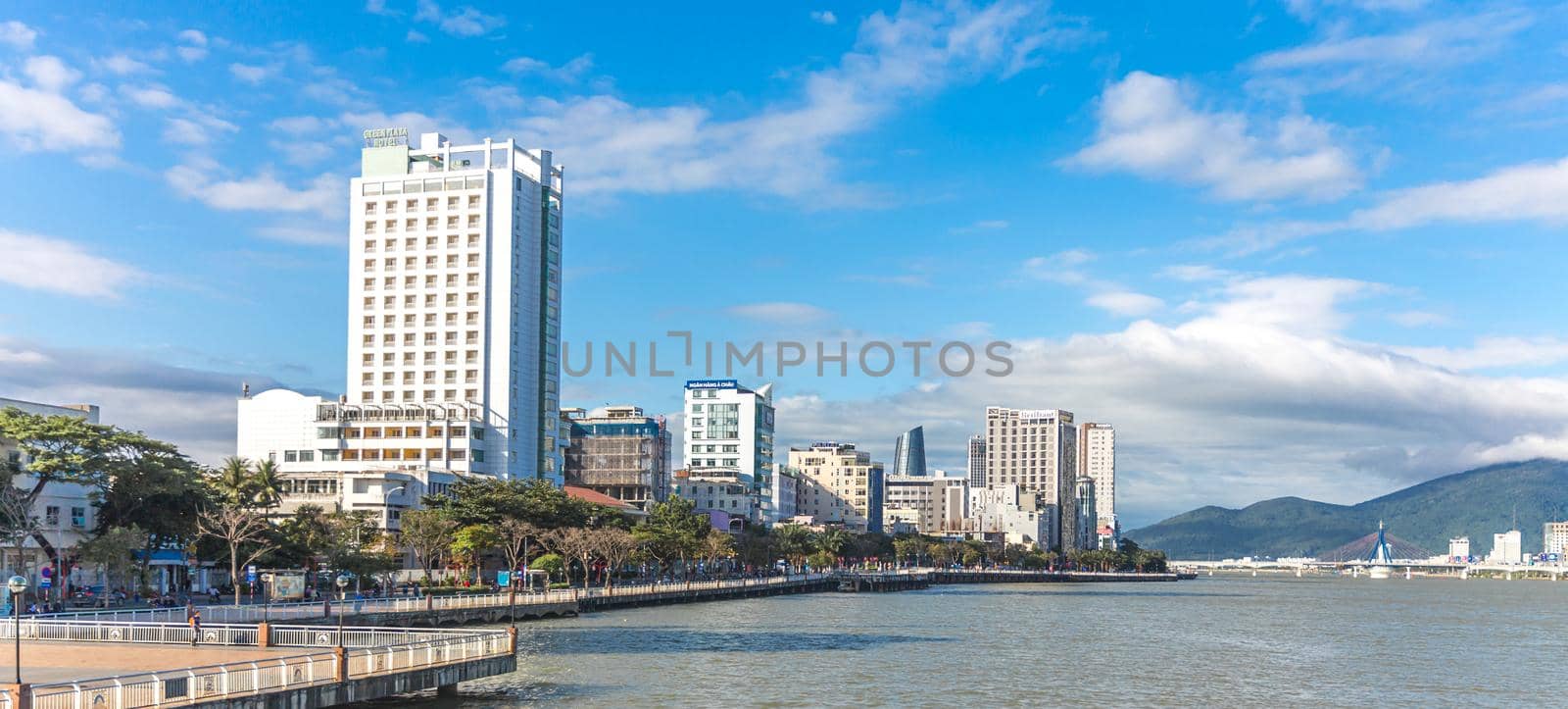 Da Nang,Vietnam - January 05, 2019 : panorama of DaNang city with Han River