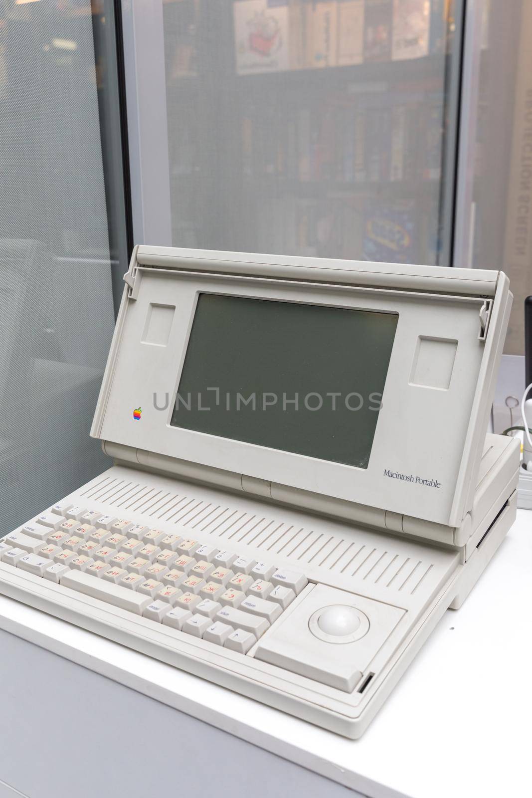 MOSCOW, RUSSIA - JUNE 11, 2018: Old original Apple Mac computer in Apple museum in Moscow Russia