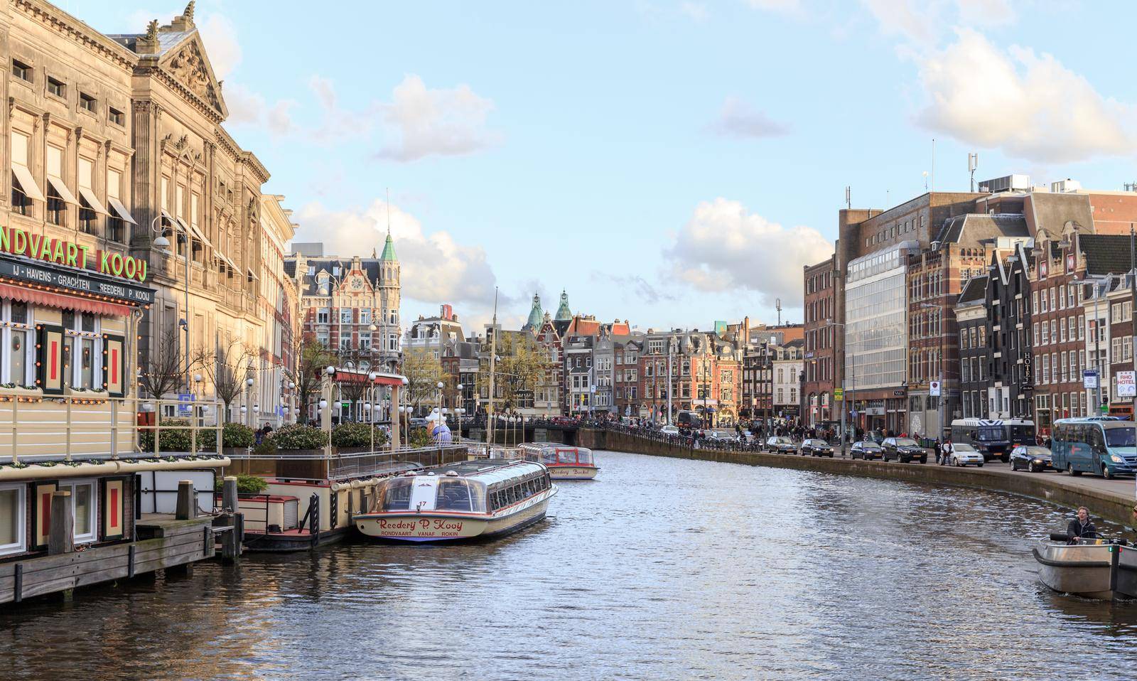AMSTERDAM, NETHERLANDS - MARCH 15: Streets of the city with canals, on March 15, 2014 in Amsterdam