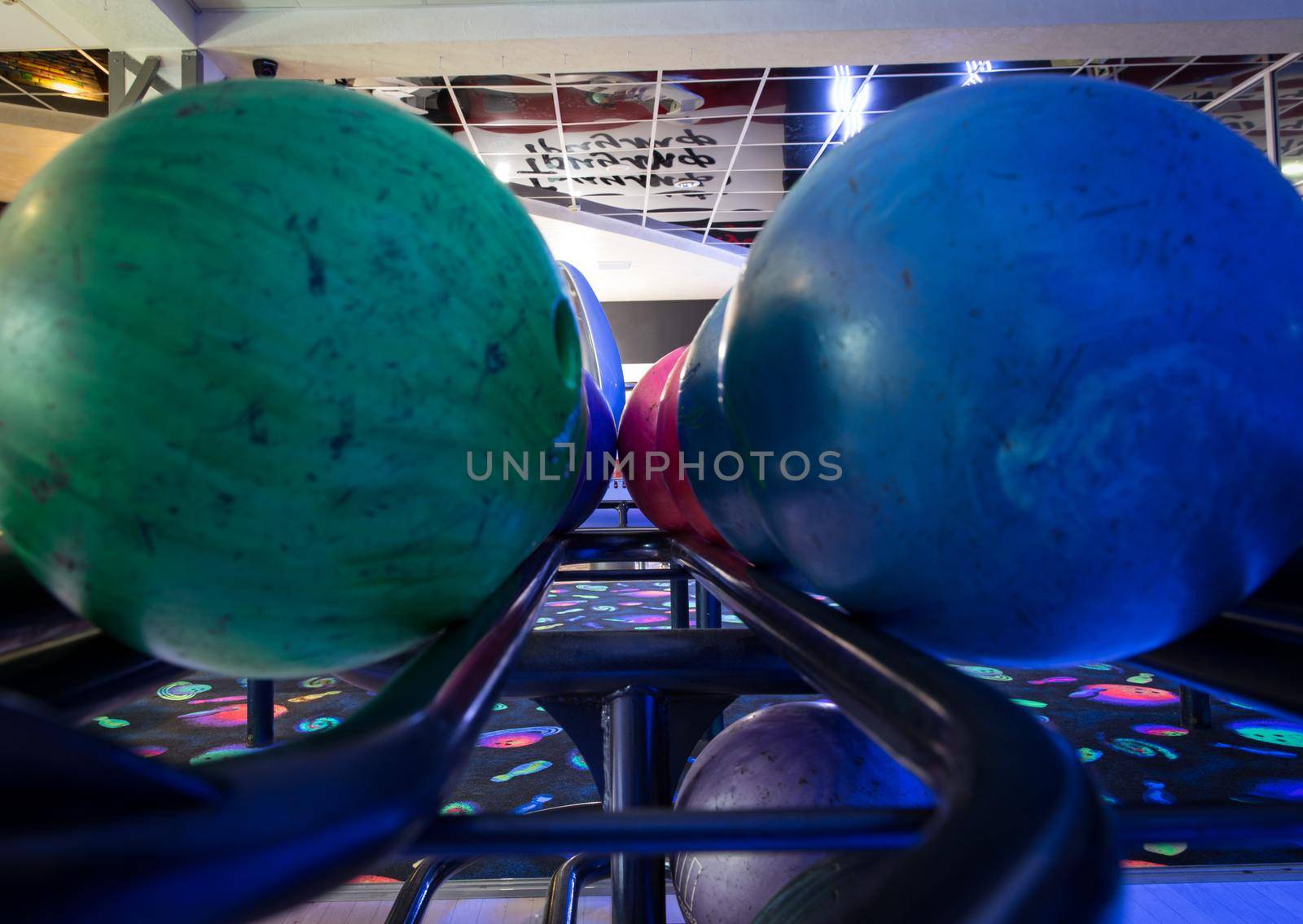 Close up of bowling balls