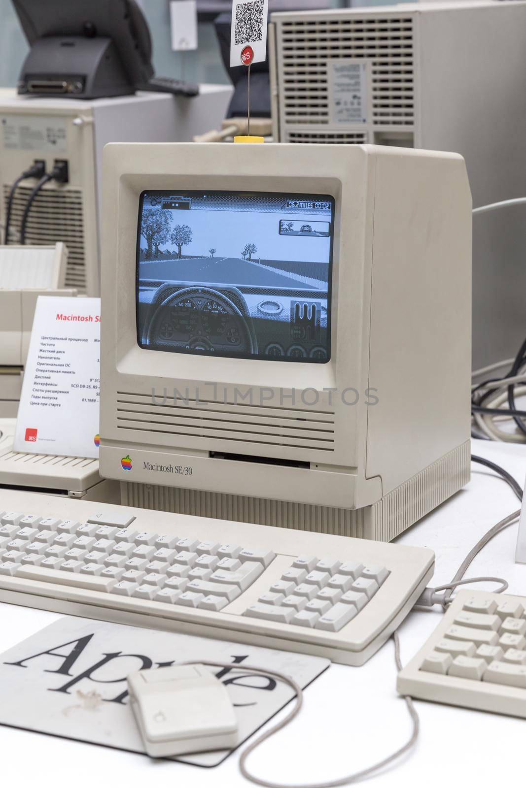 MOSCOW, RUSSIA - JUNE 11, 2018: Old original Apple Mac computer in museum in Moscow Russia by Mariakray