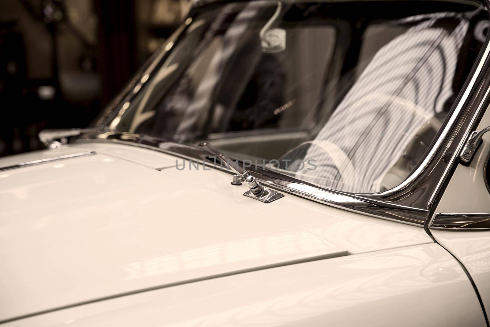 close-up view of a classic vintage car