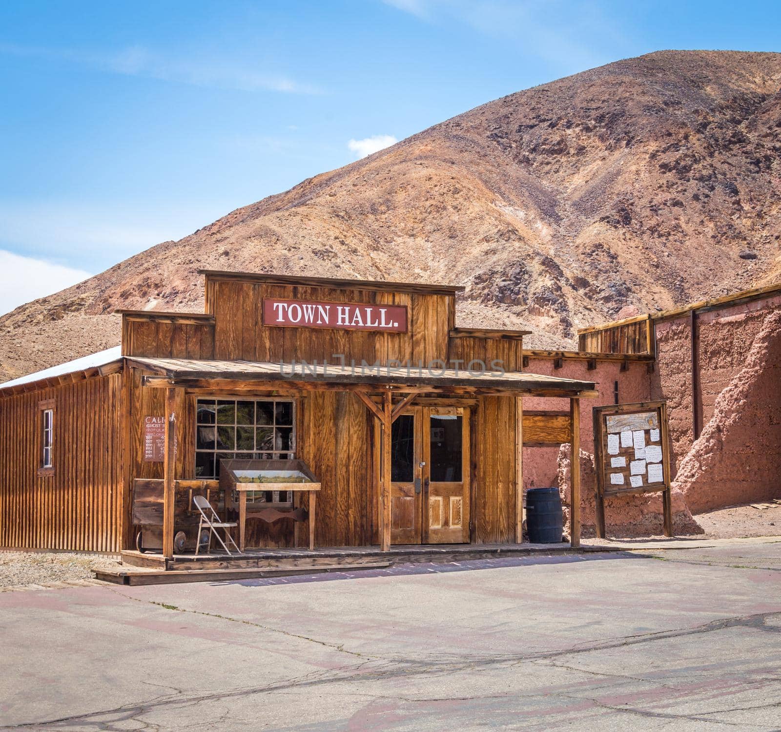 MAY 23. 2015- Town hall in Calico, CA, USA: Calico is a ghost town in San Bernardino County, California, United States. Was founded in 1881 as a silver mining town. Now it is a county park.