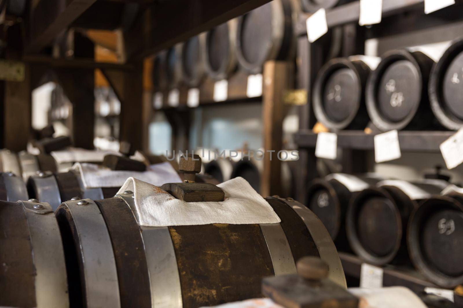 balsamic vinegar barrels storing and aging