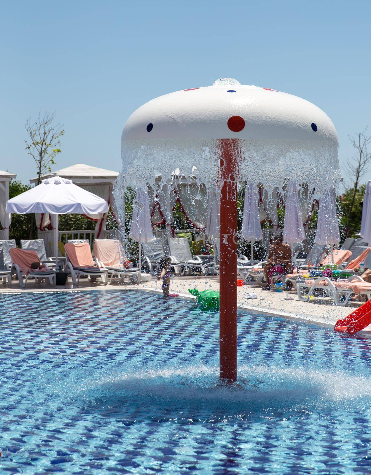 Swimming pool with slides for little kids