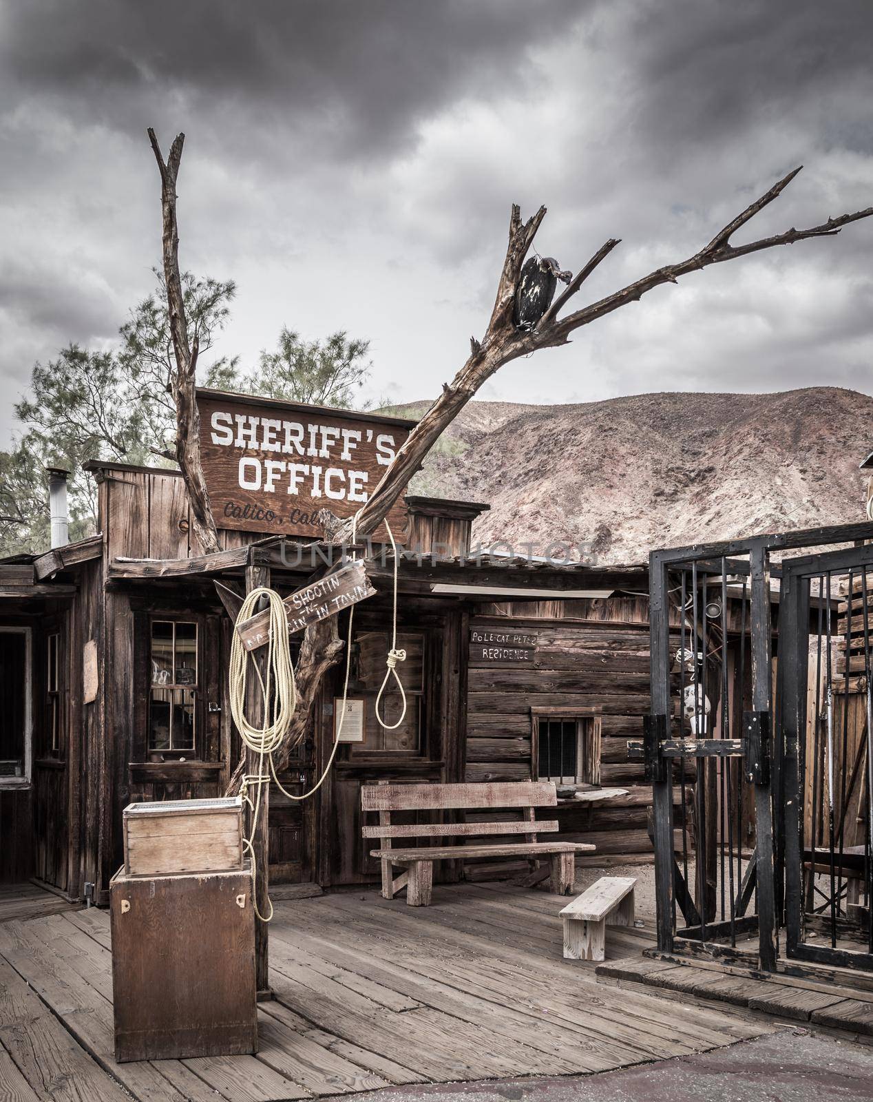 MAY 23. 2015- Sheriff `s office in Calico, CA, USA: Calico is a ghost town in San Bernardino County, California, United States. Was founded in 1881 as a silver mining town. Now it is a county park.
