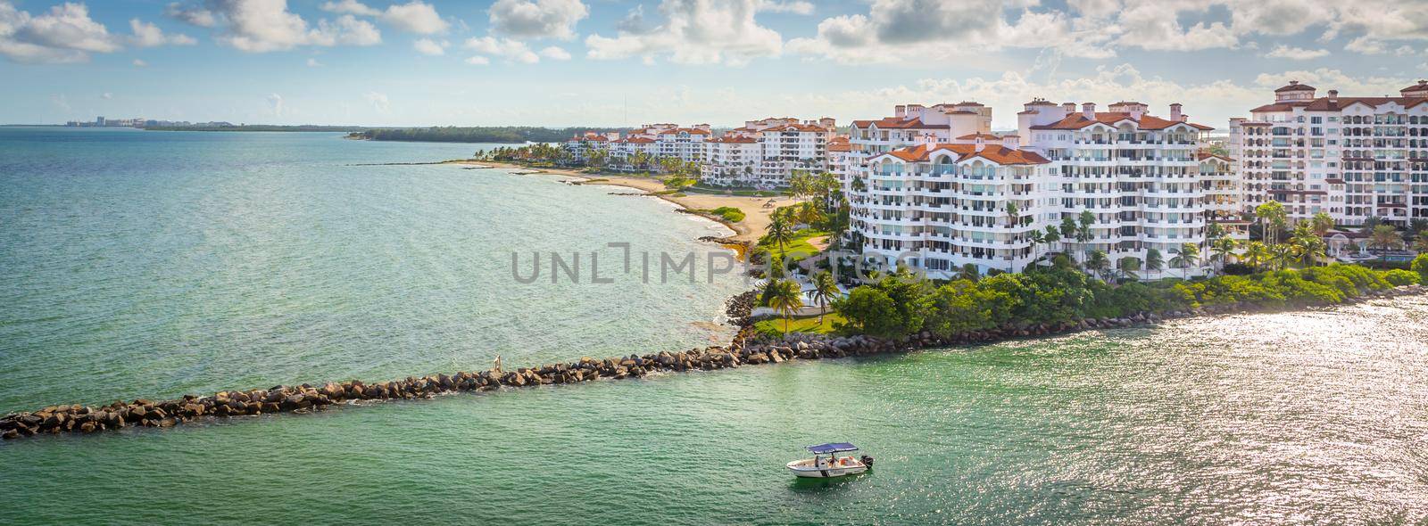 MIAMI, USA - SEPTEMBER 06, 2014 :View of apartments in Fisher Island on September 06, 2014 in Miami. by Mariakray