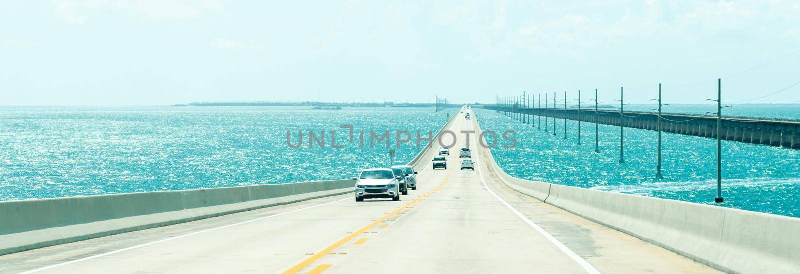 Panorama of Road US1 to Key West over Florida keys by Mariakray