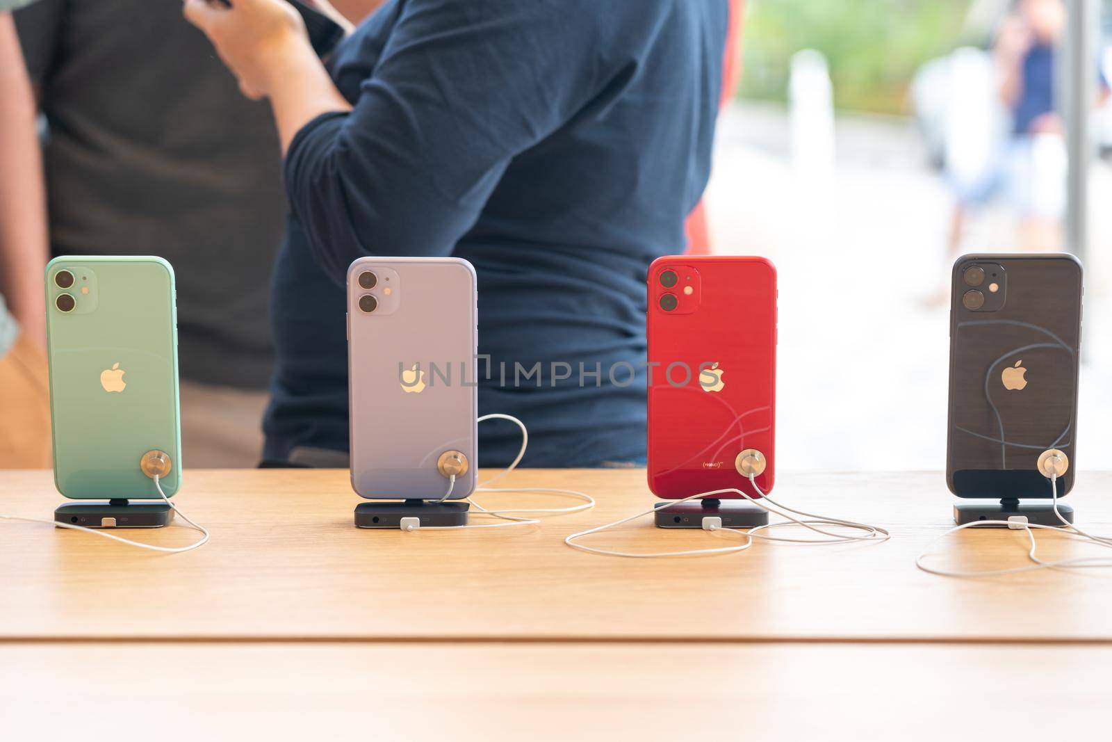 Aventura, Florida, USA - September 20, 2019: The iPhone 11, 11 Pro and Pro Max are displayed as the new smartphone by Apple goes on sale on the first day