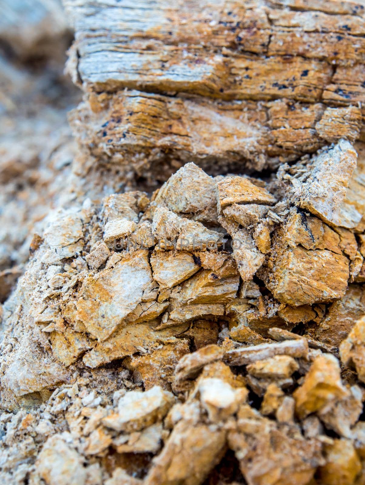 Texture of stone and soil on rocky mountain soil