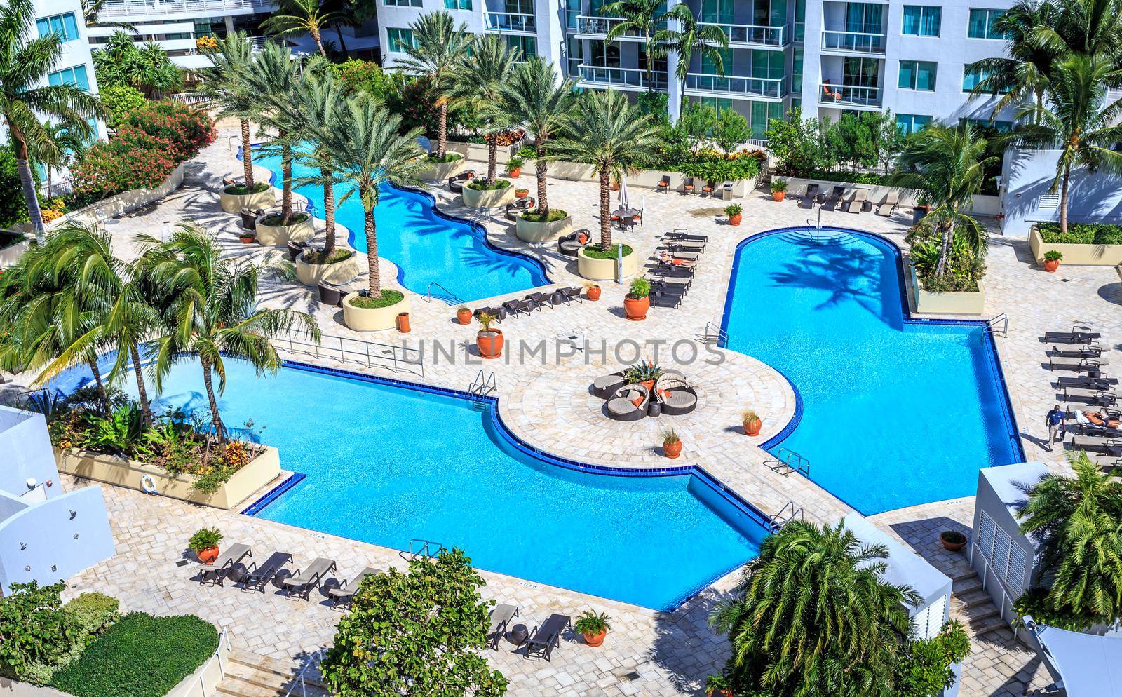 MIAMI, USA - SEPTEMBER 10, 2014 : Luxurious appartments with pool in Downtown Miami on September 10, 2014 in Miami.