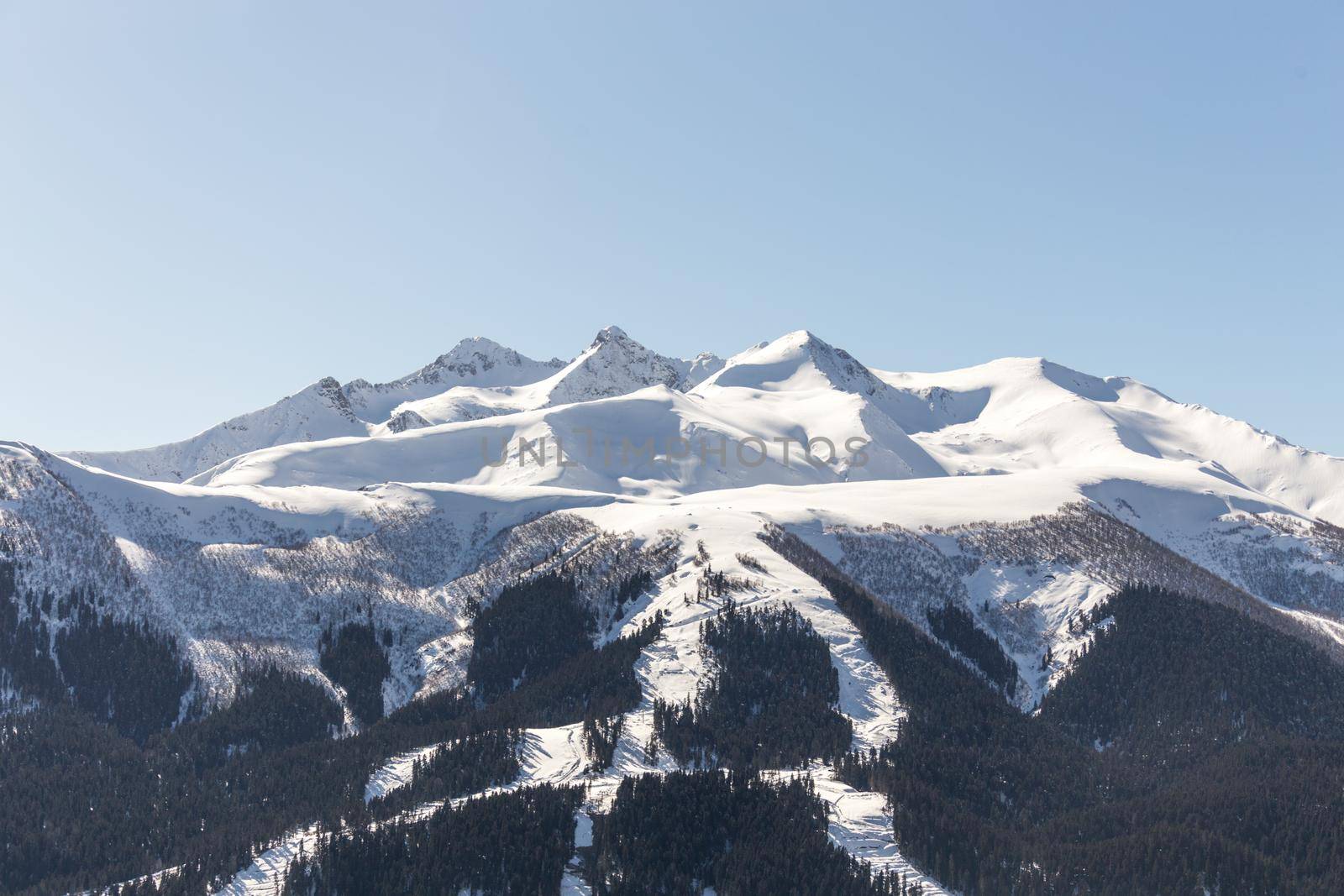 Skiing high up in the mountains