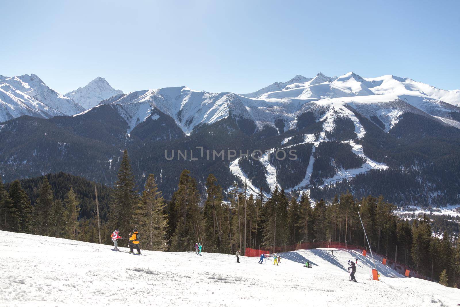 Skiing high up in the mountains