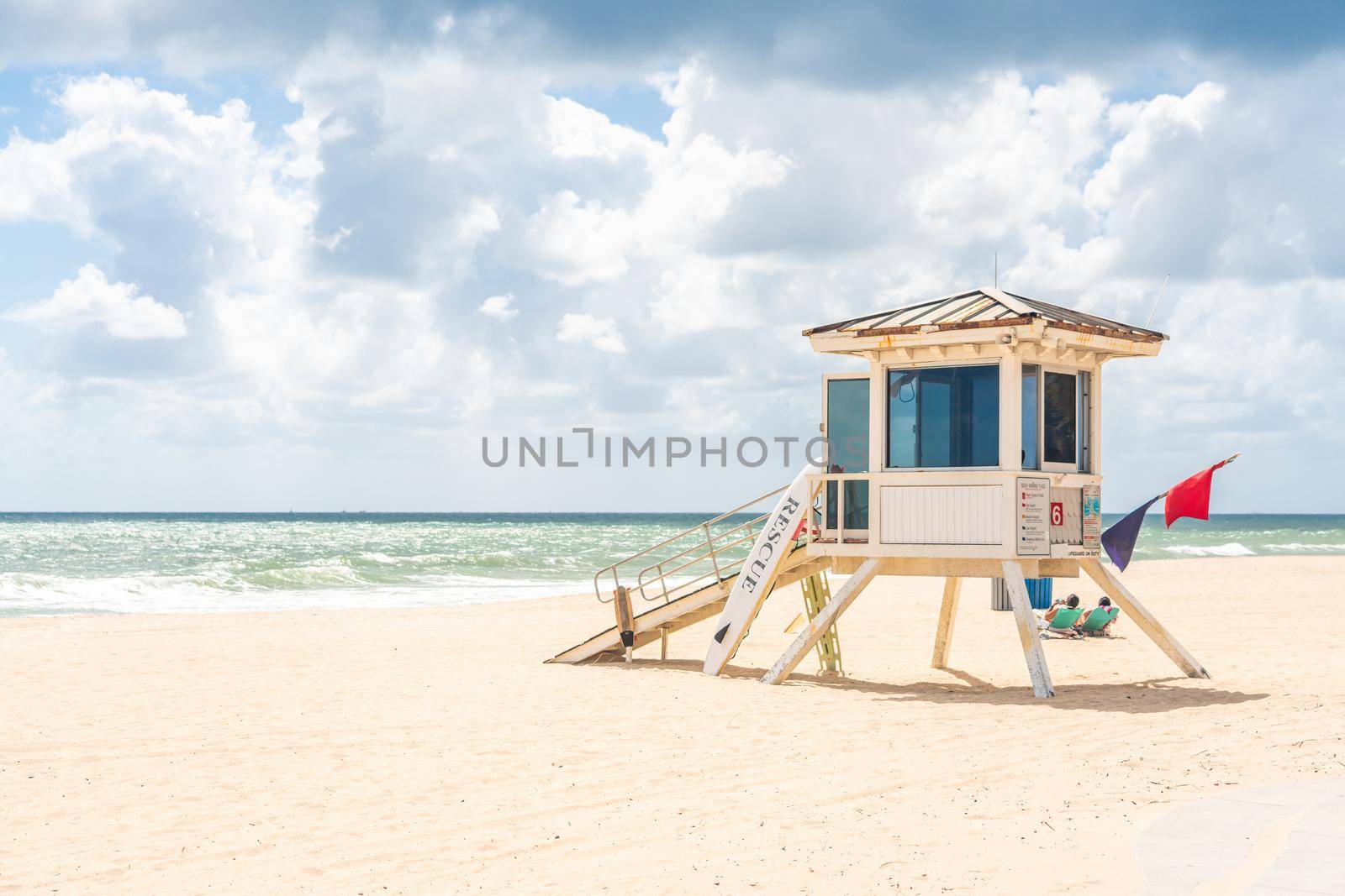 Lifeguard Huts in South Beach in Fort Lauderdale, Florida, USA