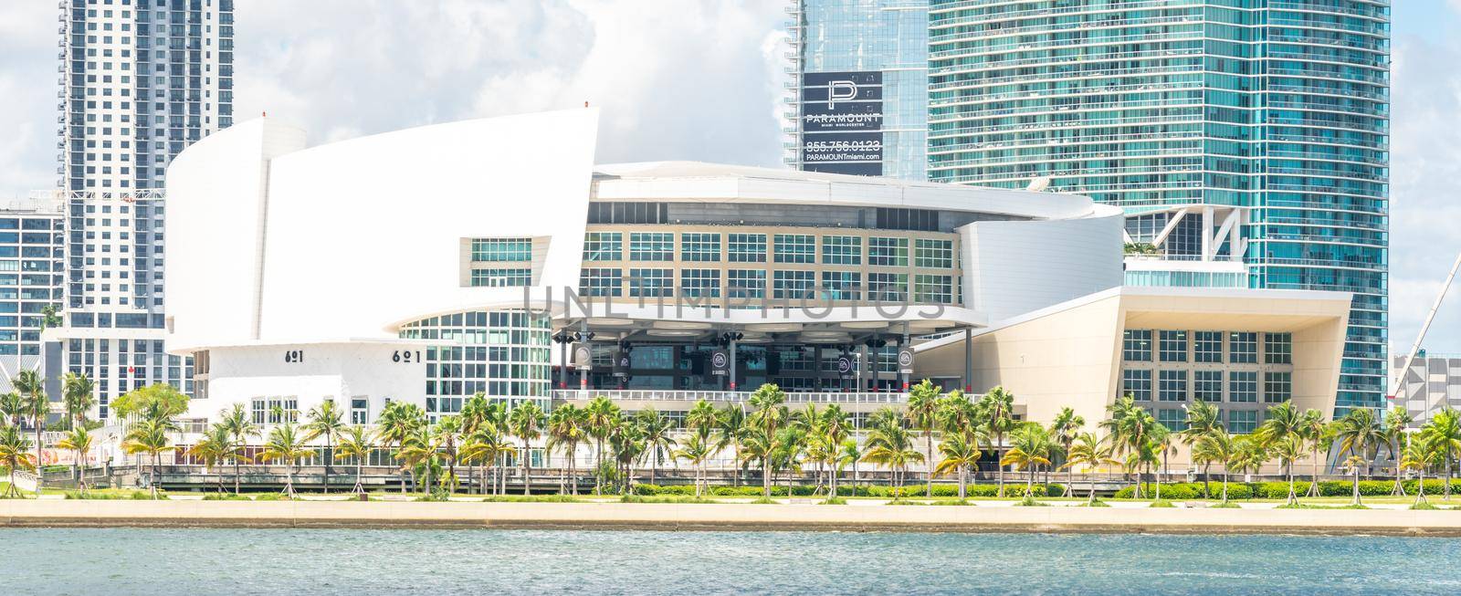 Miami, USA - September 11, 2019: American Airlines arena in downtown Miami, Florida USA