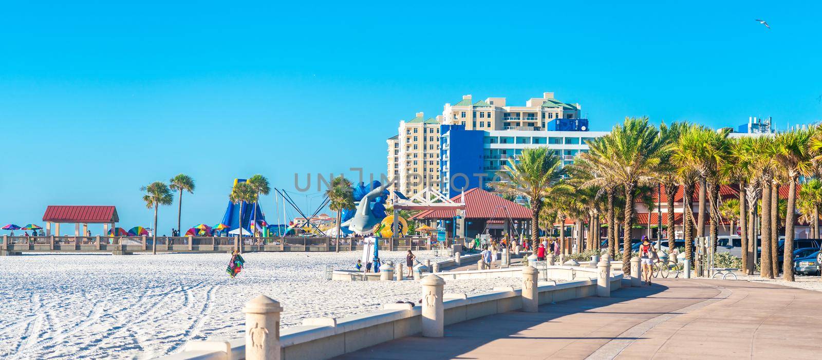 Clearwater beach with beautiful white sand in Florida
