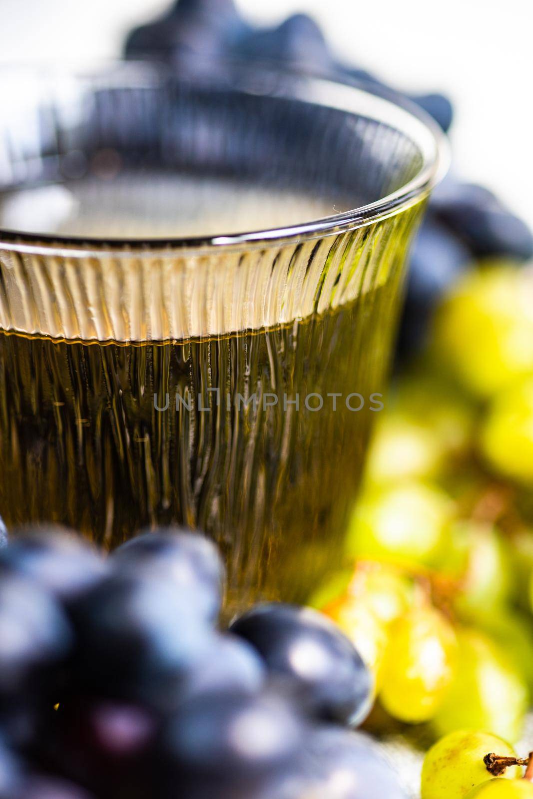 Georgian white dry Tibaani wine in glass