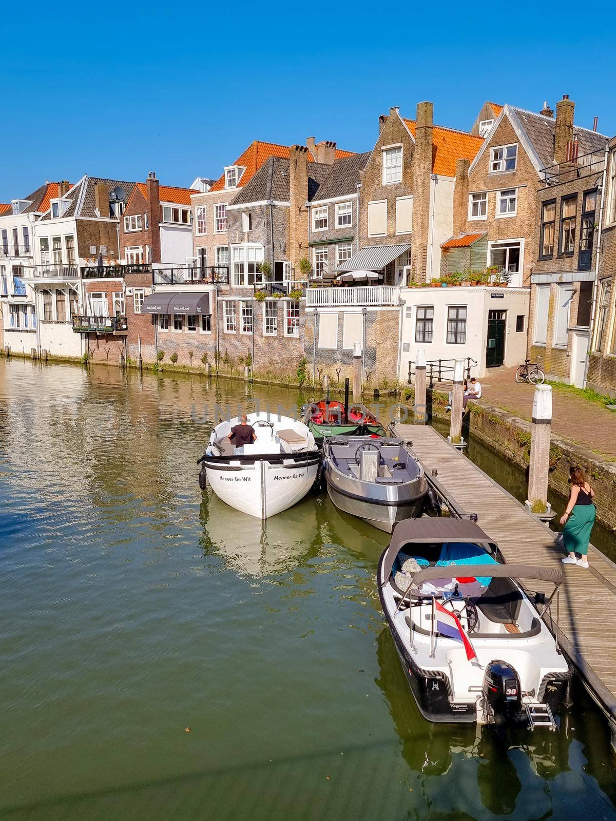 Canals of Dordrecht in the Netherlands during summer by fokkebok