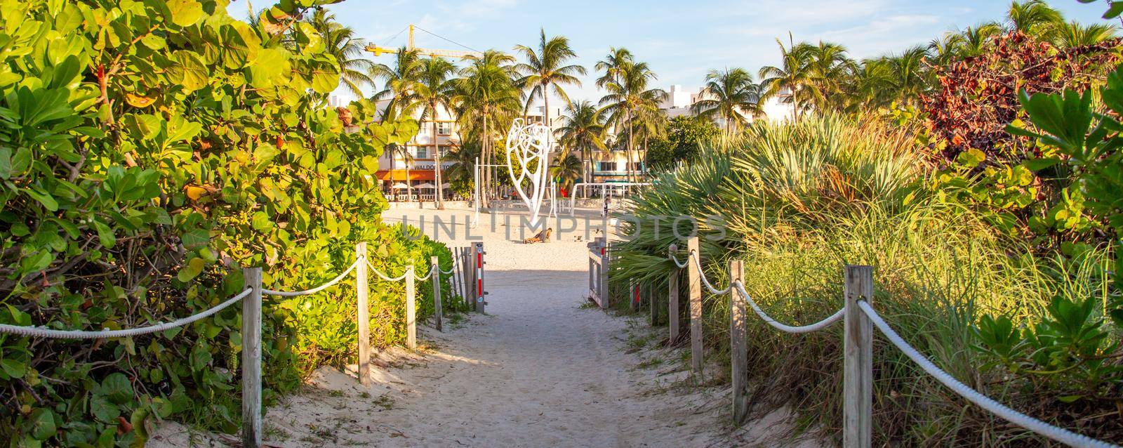 Miami, USA - September 09, 2019: Path to South Beach in Miami, Florida