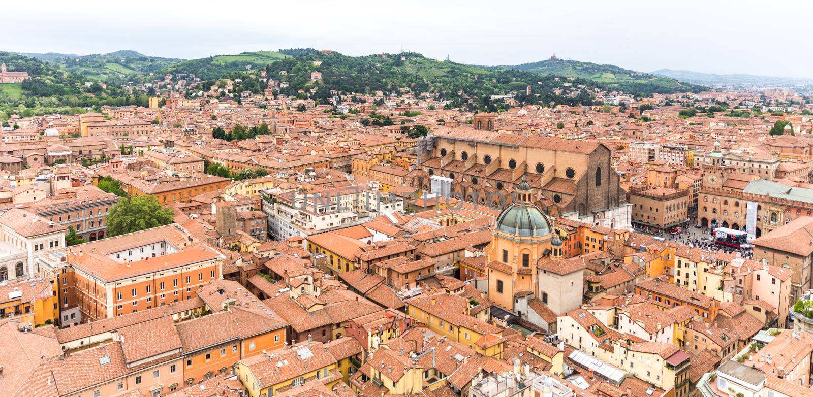 Bologna. Aerial view of the city from top of tower
