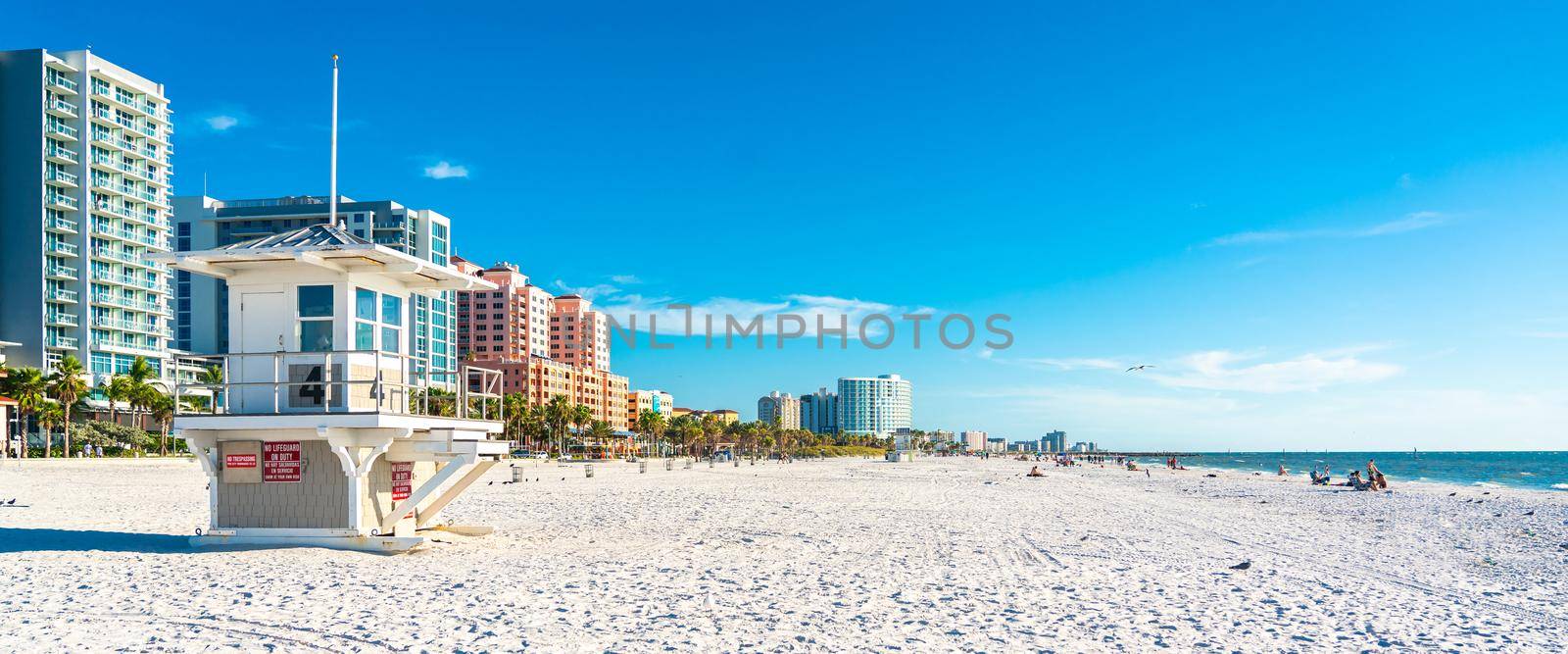 Clearwater beach with beautiful white sand in Florida