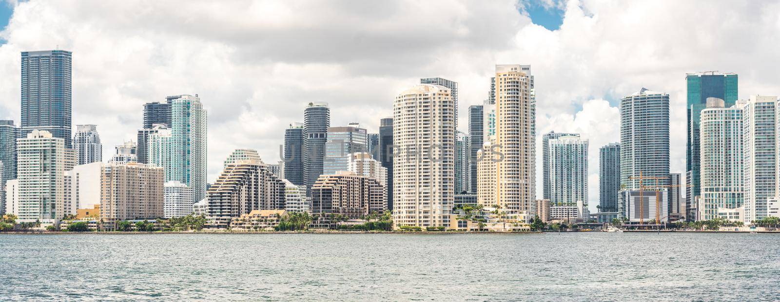 Miami, USA - September 11, 2019: Miami Downtown skyline in daytime in Biscayne Bay by Mariakray