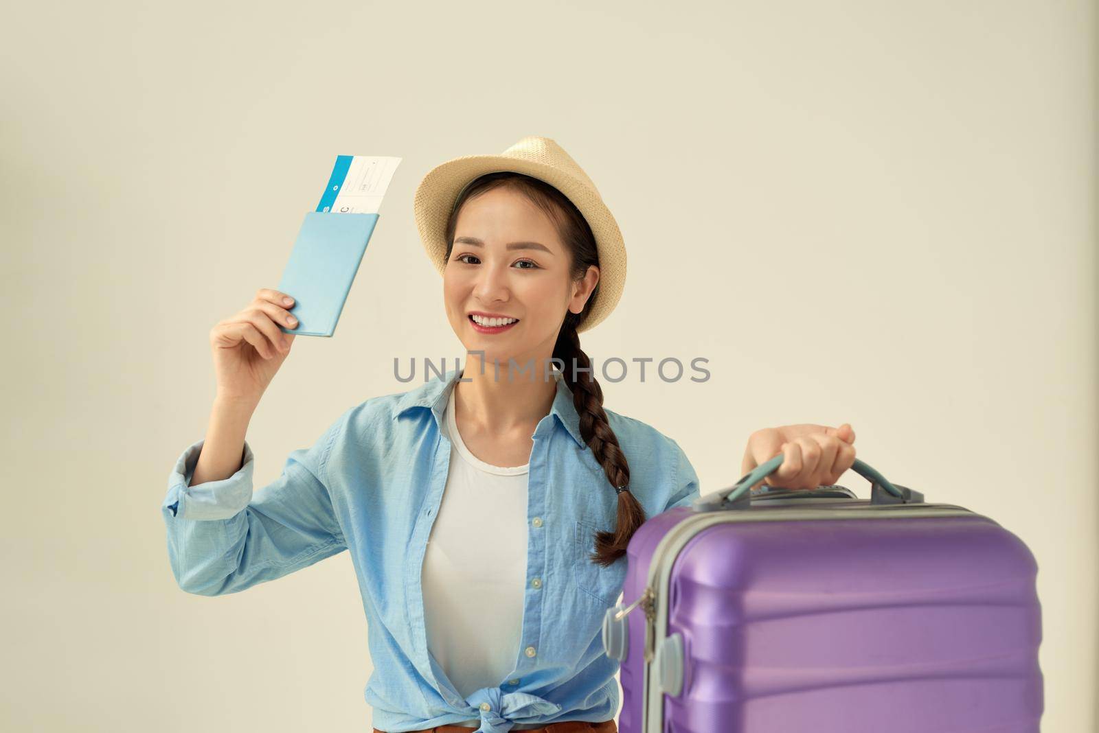 Passenger traveling abroad to travel on weekends getaway. Air flight journey concept