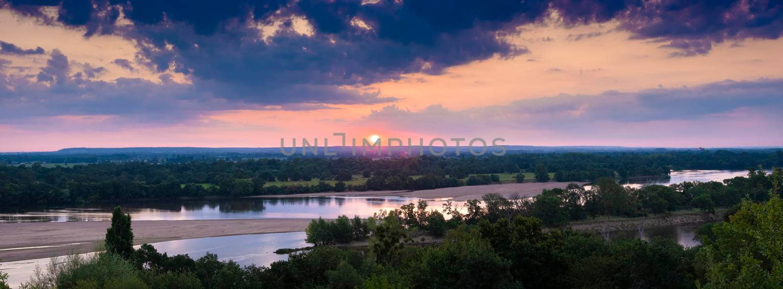 sunrise over river loire and landscape around it between tours and angers by ahavelaar