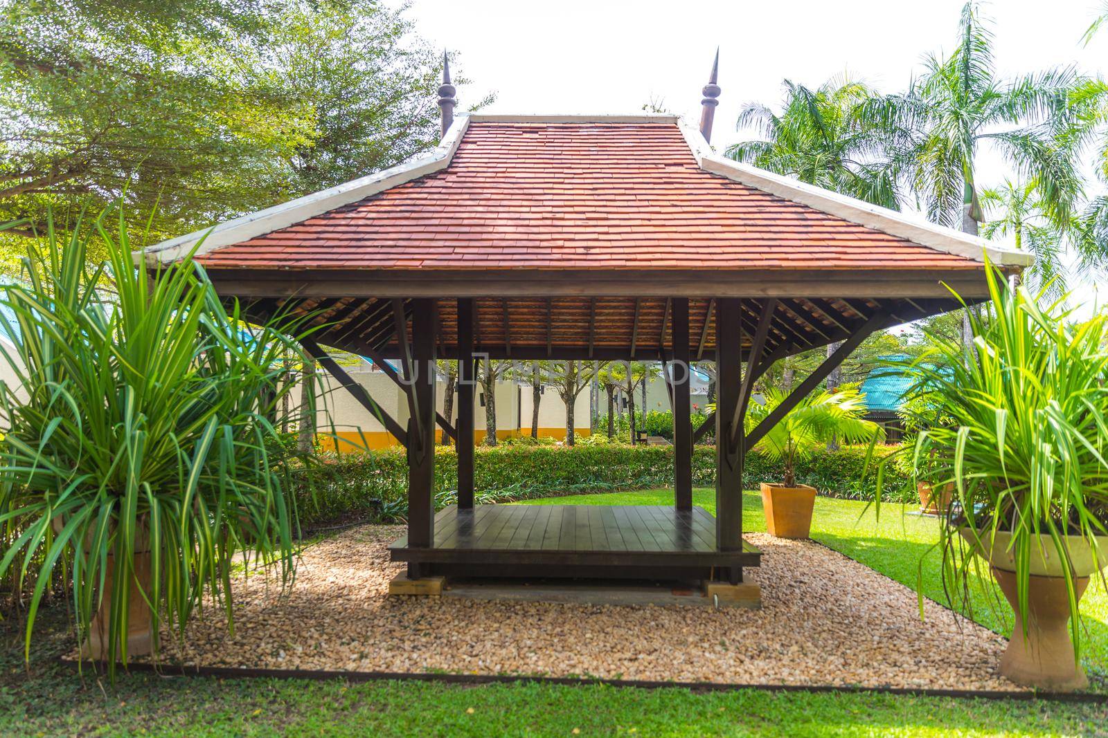 beautiful wooden gazebo in real tropical nature by Mariakray