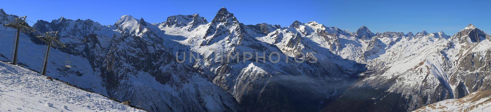 Panorama of winter mountains by Mariakray