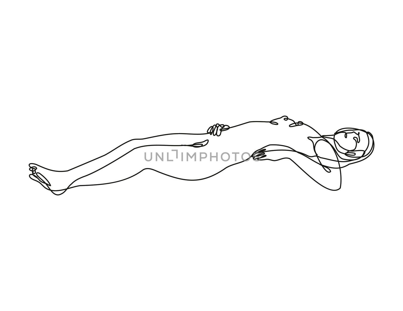 Female Nude Lying on Back or Supine Position Continuous Line Doodle Drawing by patrimonio