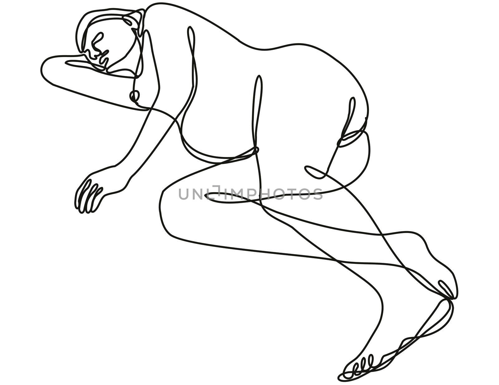 Female Nude Right lateral recumbent Position Continuous Line Doodle Drawing by patrimonio