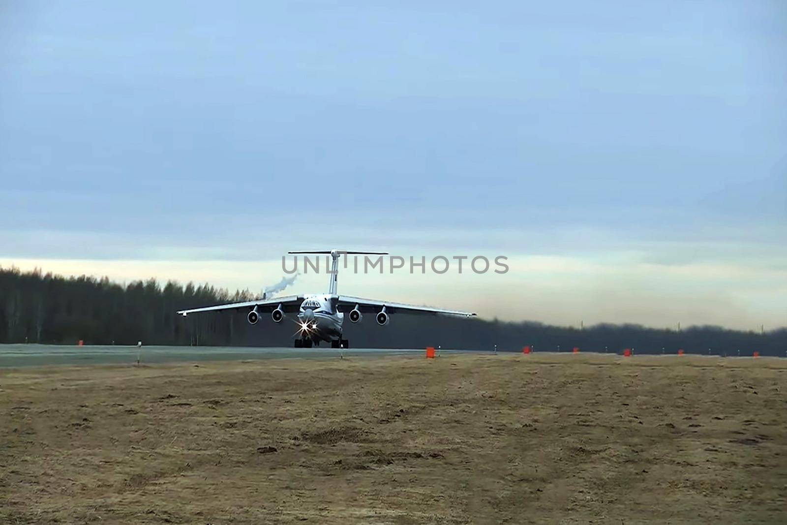 Large cargo plane on runway. Airport. Russia - 05.06.2021 by Essffes
