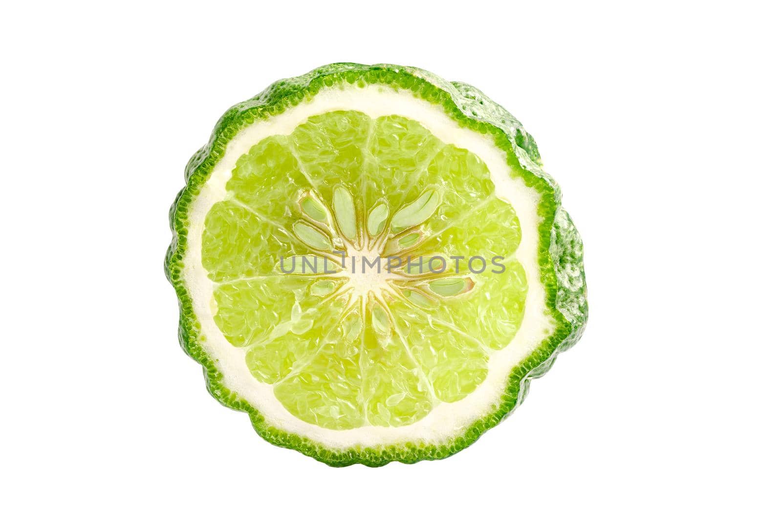 Fresh bergamot fruit with cut in half on white background with clipping path. by pamai