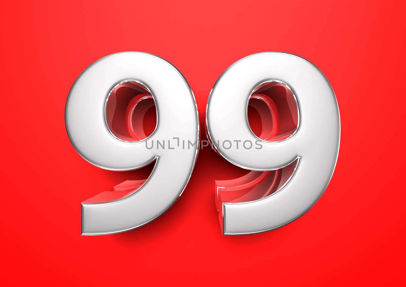 Price tag 99. Anniversary 99. Number 99 3D illustration on a red background. by thitimontoyai