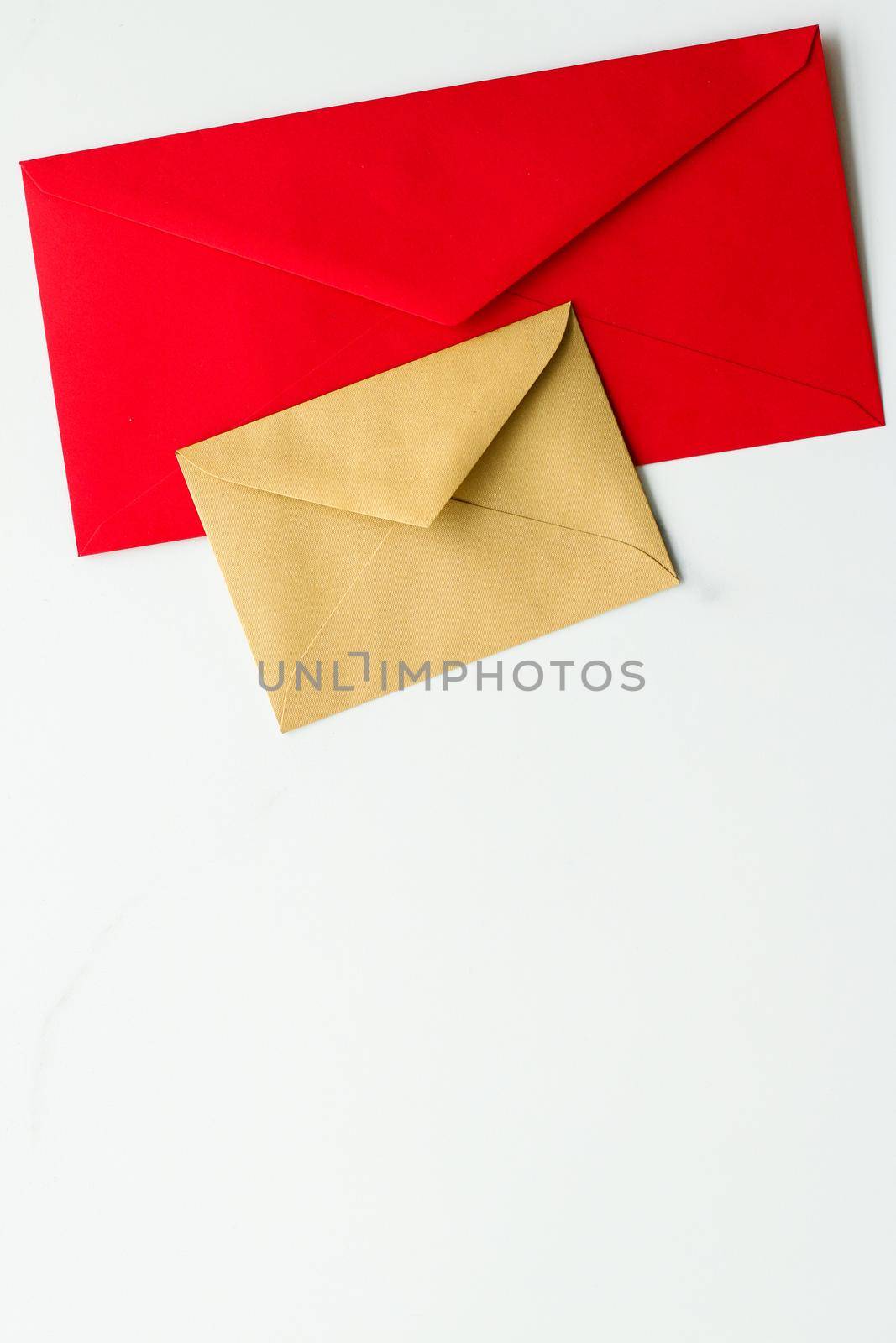 Communication, newsletter and business concept - Envelopes on marble background, message