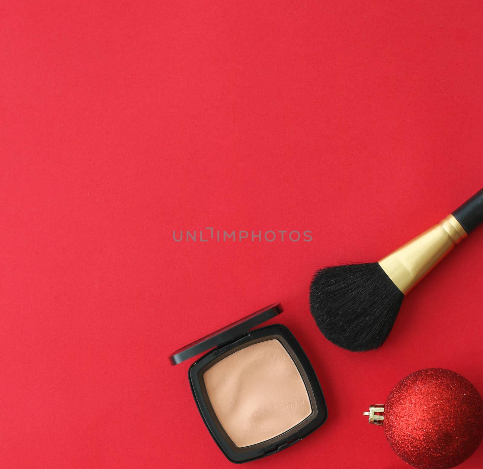 Make-up and cosmetics product set for beauty brand Christmas sale promotion, luxury red flatlay background as holiday design by Anneleven